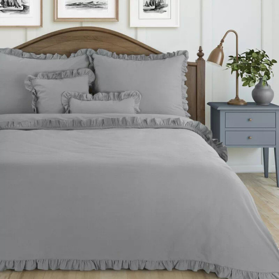 Biancheria da letto in cotone con balza Eurofirany 100% cotone con cerniera argento