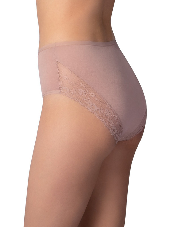 Slip midi salmone-mocca LAMA L-VIS 1602 MD alti in viscosa con pizzo 2-pack