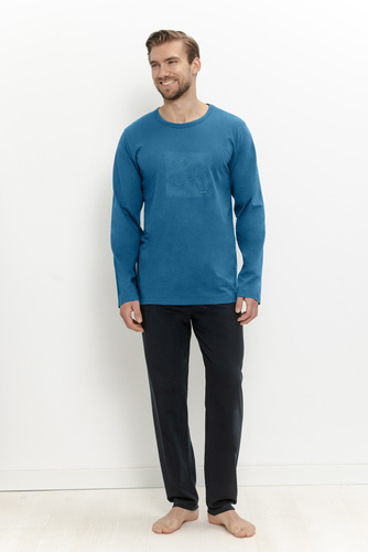 Pigiama Uomo Taro 3672 Rafael 100% Cotone Manica Lunga e Pantaloni