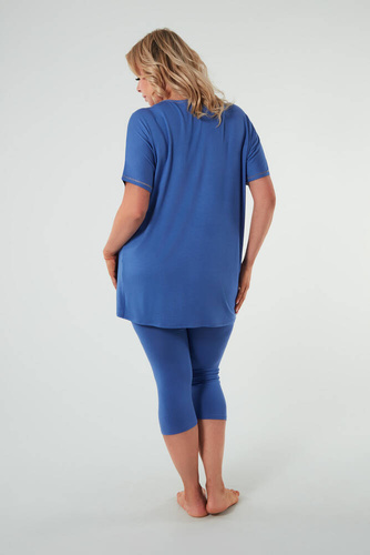 Pigiama Natura Donna manica corta, pantaloni 3/4 Moda Italiana - blu
