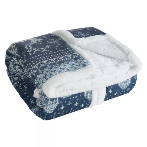 Coperta natalizia Eurofirany bianco blu navy - morbido copriletto in microfibra, 240 g/m²