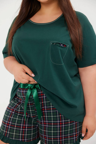 Foggia Pigiama da donna a maniche corte, pantaloncini Moda italiana - verde/stampa