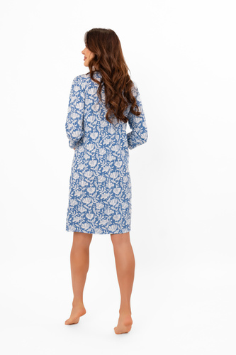 Camicia da notte da donna Bisali - cotone, manica a ¾, motivo floreale Moda italiana