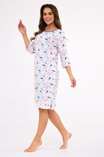 464/457 Hannah 2 Cornette - camicia da notte da donna in cotone, manica 3/4, lunghezza al ginocchio