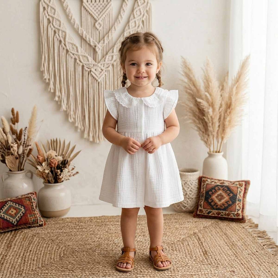 Nicol 224245 Abito in Mussola per Bambina 100% Cotone per l'Estate