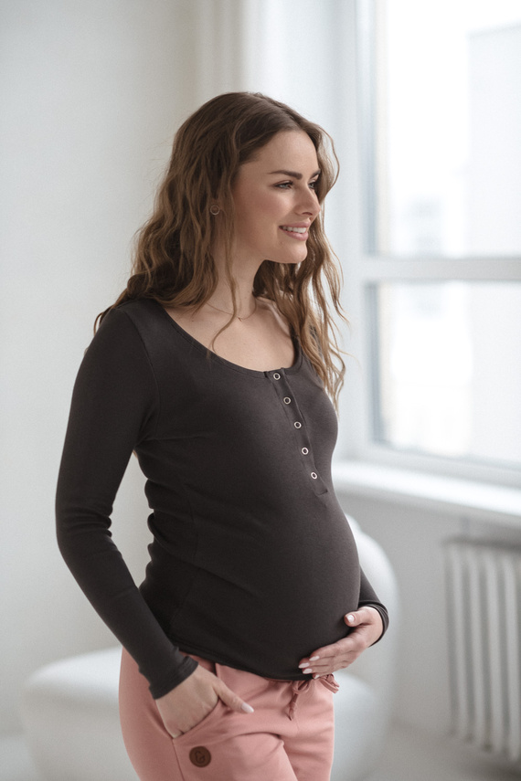 Tummy Milk&Love maglia premaman e allattamento in viscosa graphite