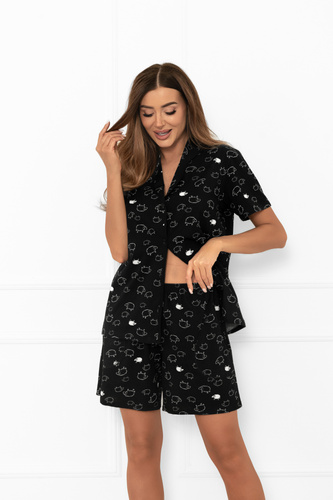 Pigiama da donna Bonnie - manica corta, pantalone corto, cotone MEGA SOFT Moda Italiana