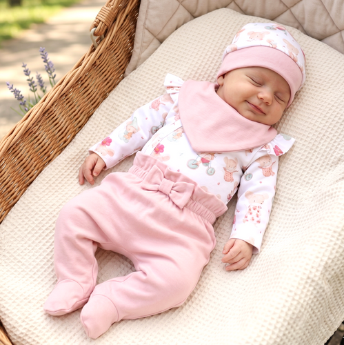 Completo neonato NINI Little Mouse cotone biologico body ghettina cuffietta