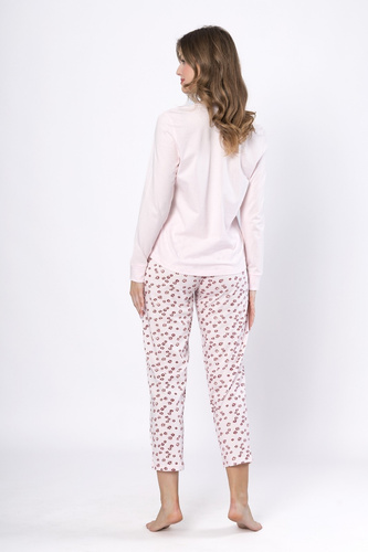 Pigiama da donna Laveza 1623 Grazyna - cotone, rosa chiaro, manica lunga