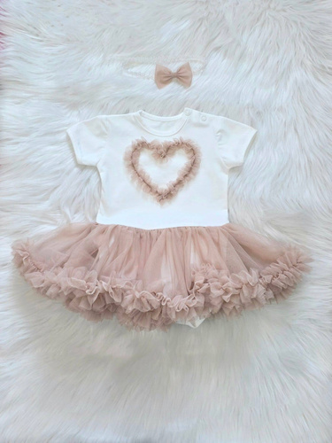 Body vestito Mia Bambarillo neonata con gonna in tulle elegante