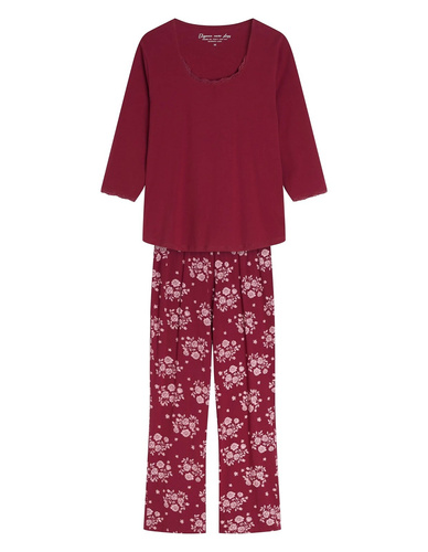 Pigiama da donna Henderson Ginni 45419 100% cotone manica lunga gatti grigia
