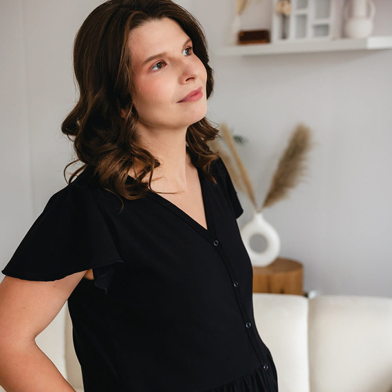 Linda Camicia sbottonata in gravidanza Eevi nero - per allattamento, elastica, traspirante, qualità polacca