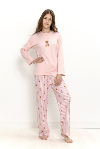 Pigiama bambina Taro 3677 Nola rosa 100% cotone manica lunga