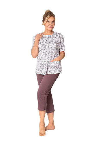Pigiama donna Martel Maria I 200 aperta 100% cotone manica corta prugna 35