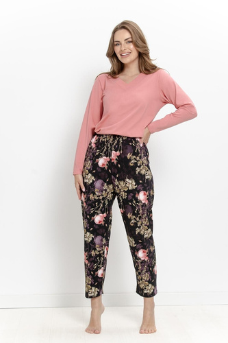 Pigiama donna Taro Maribel 3614 corallo 100% cotone manica lunga 7/8