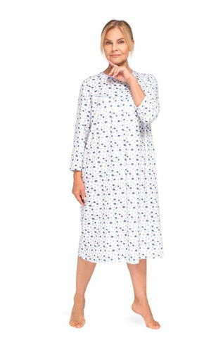 Bogna II 204 Camicia da notte Camicia da notte Martel blu 32 in cotone a maniche lunghe con bottoni, ideale come regalo per la nonna