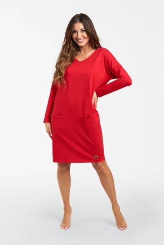 Tunica Karina da donna a maniche lunghe Moda Italiana - rosso