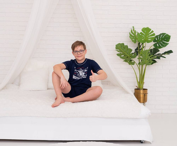 Pigiama Gibson Boys a maniche corte, pantaloni Italian Fashion - blu navy