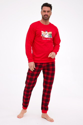 115/289 Pigiama da uomo Winter Cornette - Natale, rosso, cotone, manica lunga