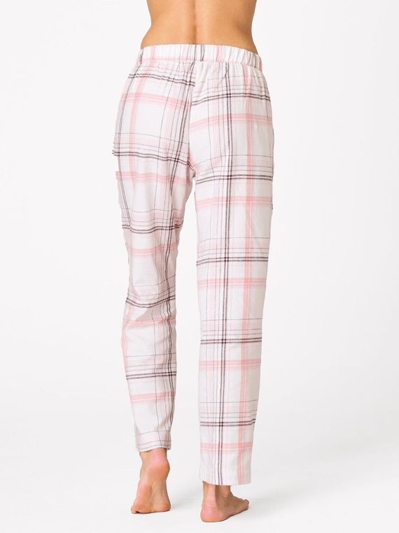 Pantaloni pigiama Key LHE 415 bianchi – flanella a quadri, 100% cotone