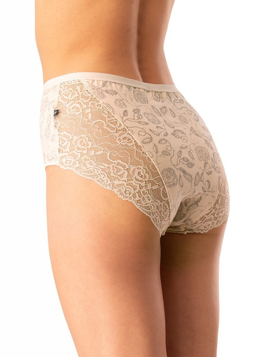 Mutandine da donna in cotone Key LPF 590 beige - 2 pezzi in scatola, pizzo sul retro