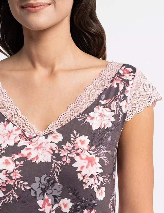 Camicia da notte donna Moraj PDK3200-012 in viscosa con pizzo, marrone