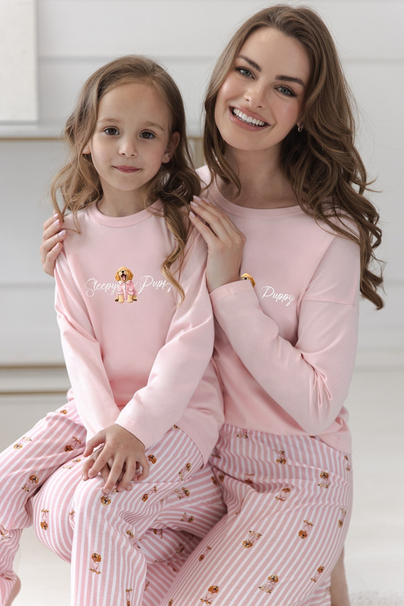 Pigiama bambina Taro 3647 Nola rosa 100% cotone manica lunga