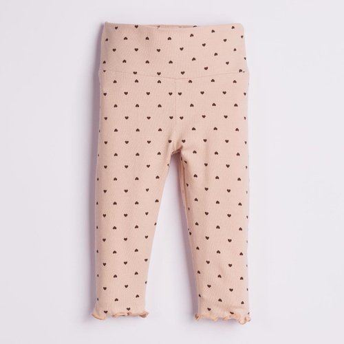 226201 Nicol HANIA Leggings bambina in cotone beige con cuoricini