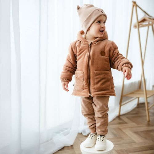 Giacca invernale Beary Cool Eevi - beige, per bambini, con cappuccio