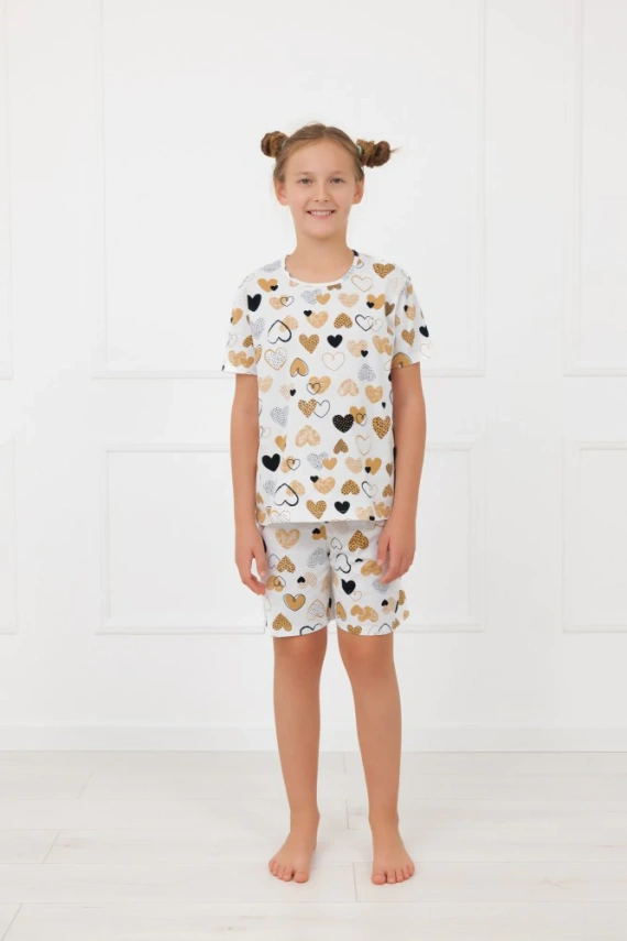 Pigiama per bambina Ariela Italian Fashion - cotone, manica corta, pantaloncino