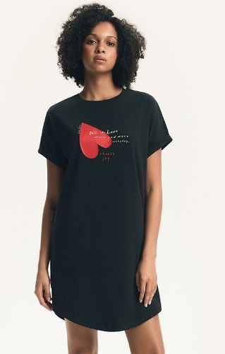 Camicia da notte da donna 44490 Emela pesca Henderson, 100% cotone, manica corta, mezza scollatura rotonda