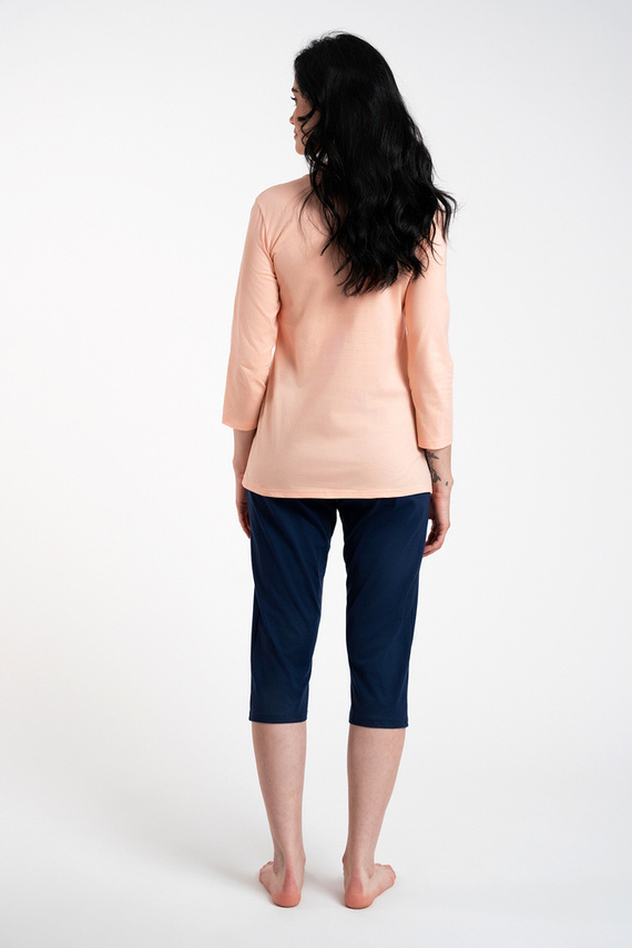 Arietta Pigiama donna maniche e pantaloni 3/4 Moda italiana - salmone
