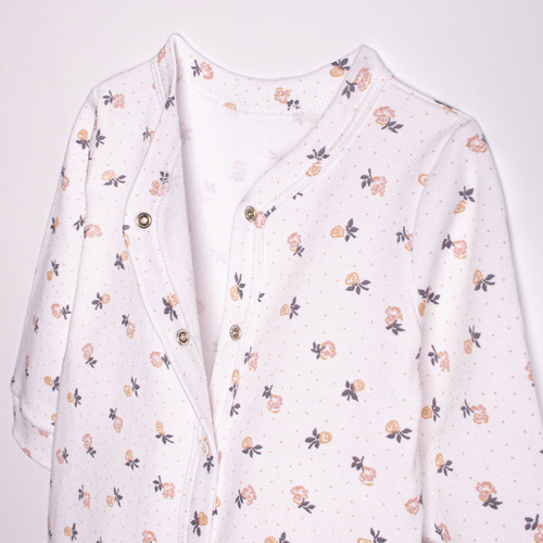 220032 Pagliaccetto neonato Nicol 100% cotone manica lunga con delicata stampa floreale