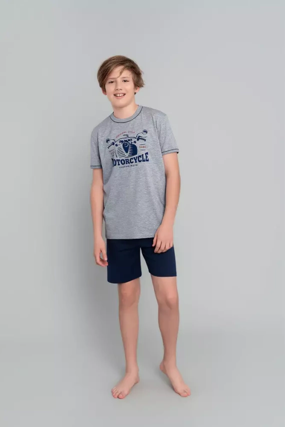 Gibson Pigiama bambino manica corta, pantalone Moda Italiana- melange