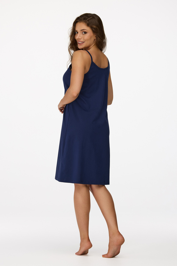 no. 25 Camicia da notte per la gravidanza Senizo blu navy - 100% cotone, cerniera per l'allattamento, spalline