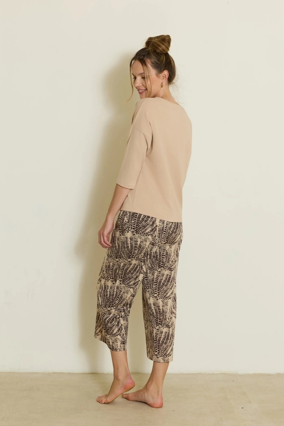 Pigiama donna Siena PS73 Mefemi beige in cotone, manica e pantaloni 3/4