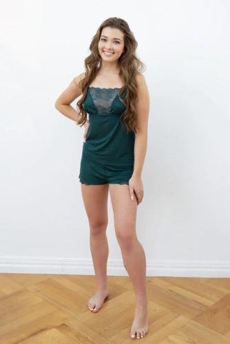 Intrigue Pigiama da donna a fascia stretta, pantaloncini corti Moda italiana- zelona