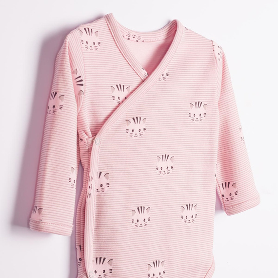 Body a portafoglio Nicol Tosia 225098 Cotone Rosa con Gattini Manica Lunga