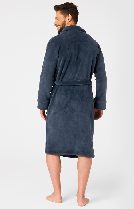 MGL 255 B25 Accappatoio da uomo blu navy - classico, morbido, legato in vita