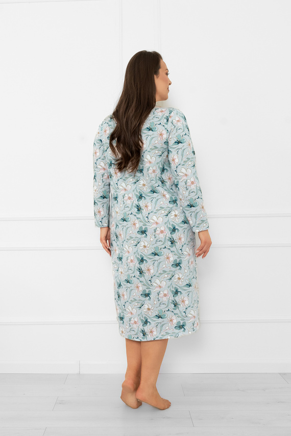 Camicia da notte da donna Sekwoja - cotone, manica lunga, fantasia floreale Moda italiana