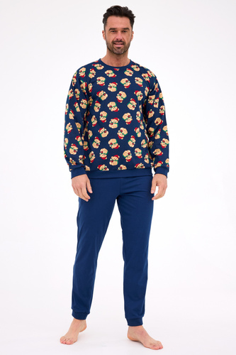 457/293 Pigiama da uomo Teddy 6 Cornette - Natale, blu marino, cotone