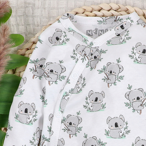 ABN-5201 Body incrociato Nini Sweet Koala bianco 100% cotone organico