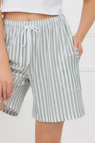 Shorts donna Faro Italian Fashion 100% cotone righe tasche