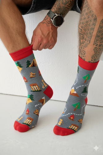 0125.053 Trekking - calze da uomo Milena con motivi colorati, Melange