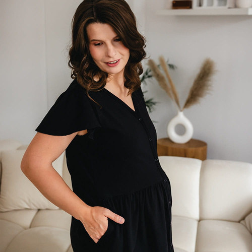 Linda Camicia sbottonata in gravidanza Eevi nero - per allattamento, elastica, traspirante, qualità polacca