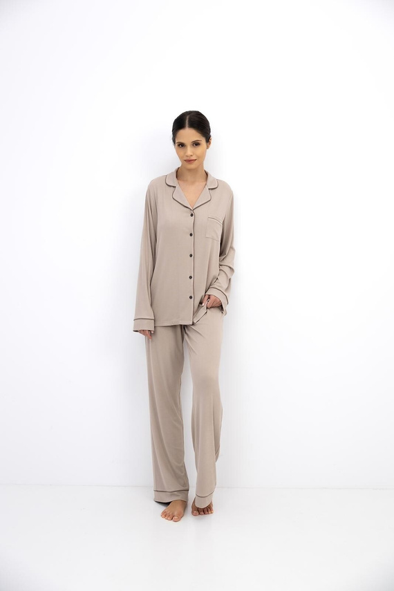 Sensis Novara Cappuccino pigiama donna in viscosa con bottoni