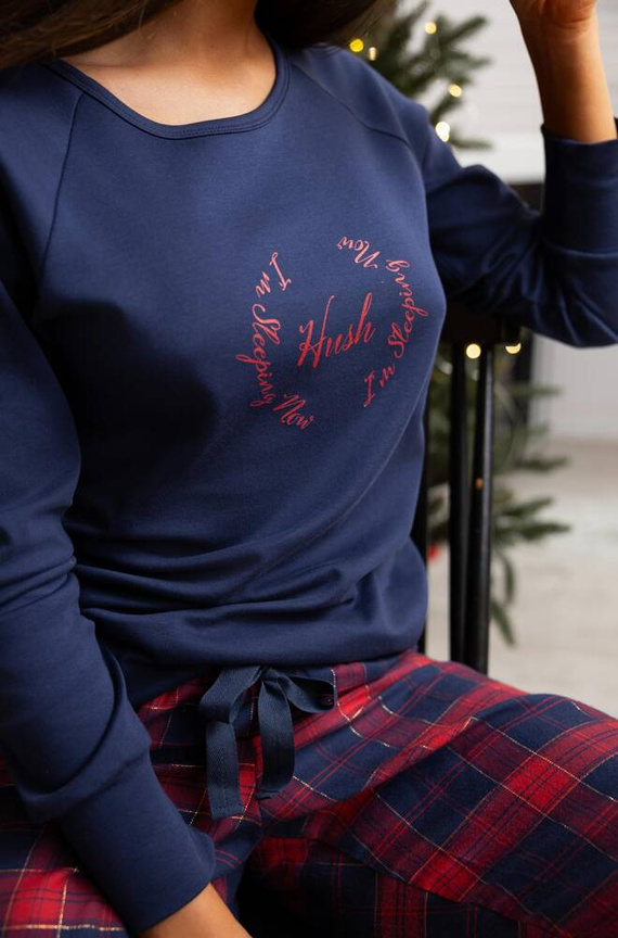 Emmeline Pigiama donna Sensis Flanella - blu navy-rosso