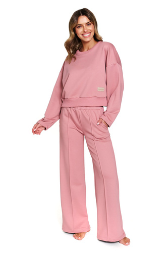 7360 Doctor Nap - Tuta donna in cotone con pantaloni larghi | Manifattura polacca - Rosa blush