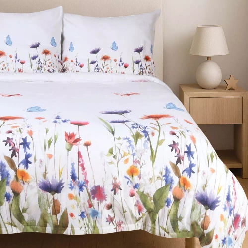 31512/1 Set di biancheria da letto floreale bianca Flannelove Darymex, 100% cotone, calda e morbida