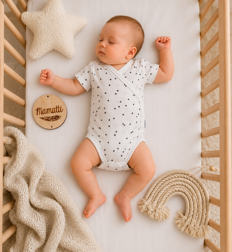 Mamatti BK16225 Body incrociato neonato manica corta stelle